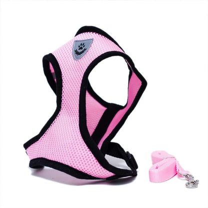 Harnais Petit Chien - DogHarnessLeadLeash™ - Rose